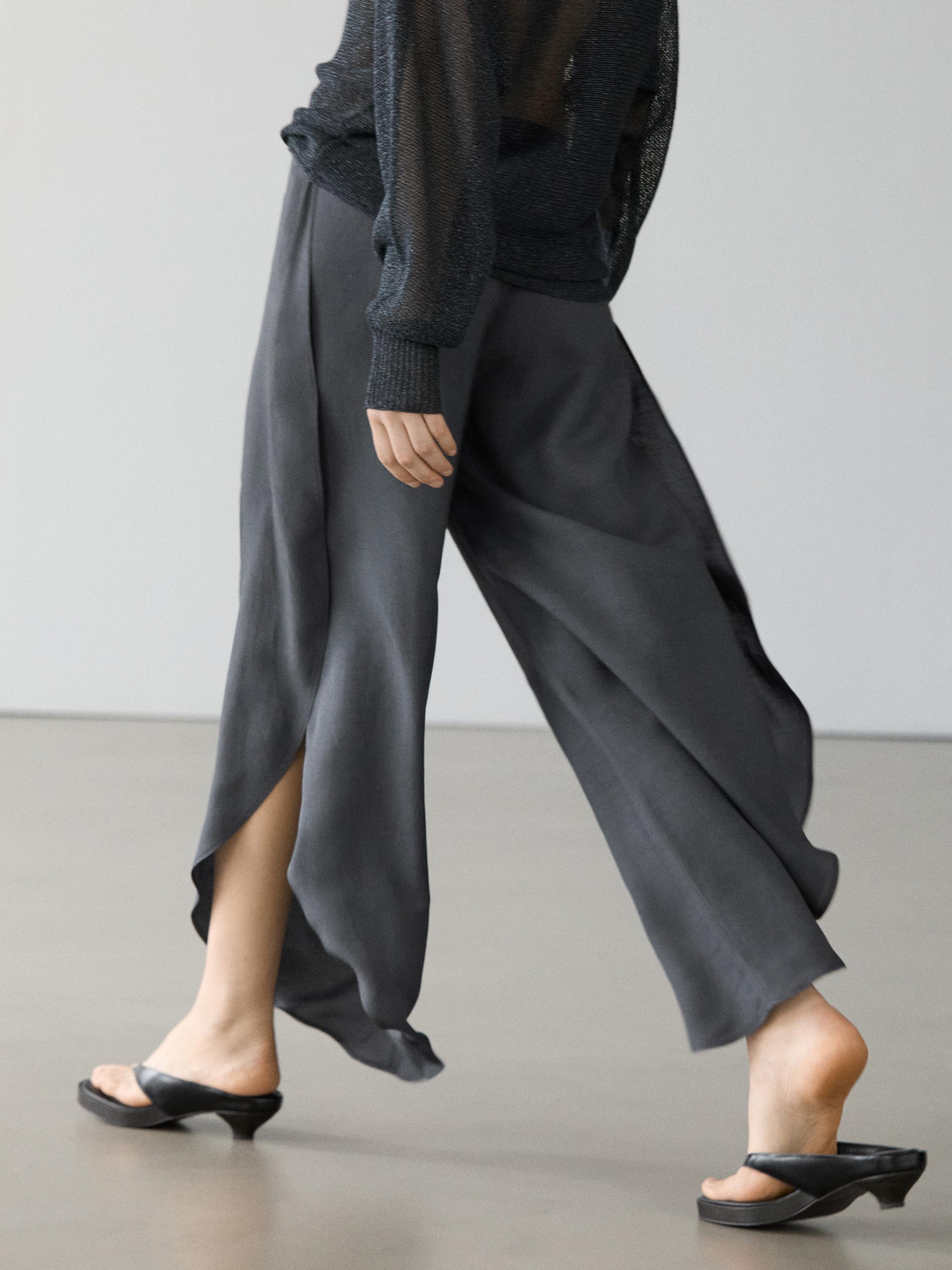 Linen blend trousers with slit details